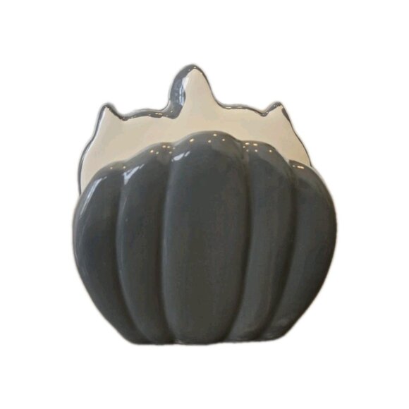New Ceramic Grey Happy Smiling Bat Halloween Dinning Napkin Holder - Picture 3 of 4
